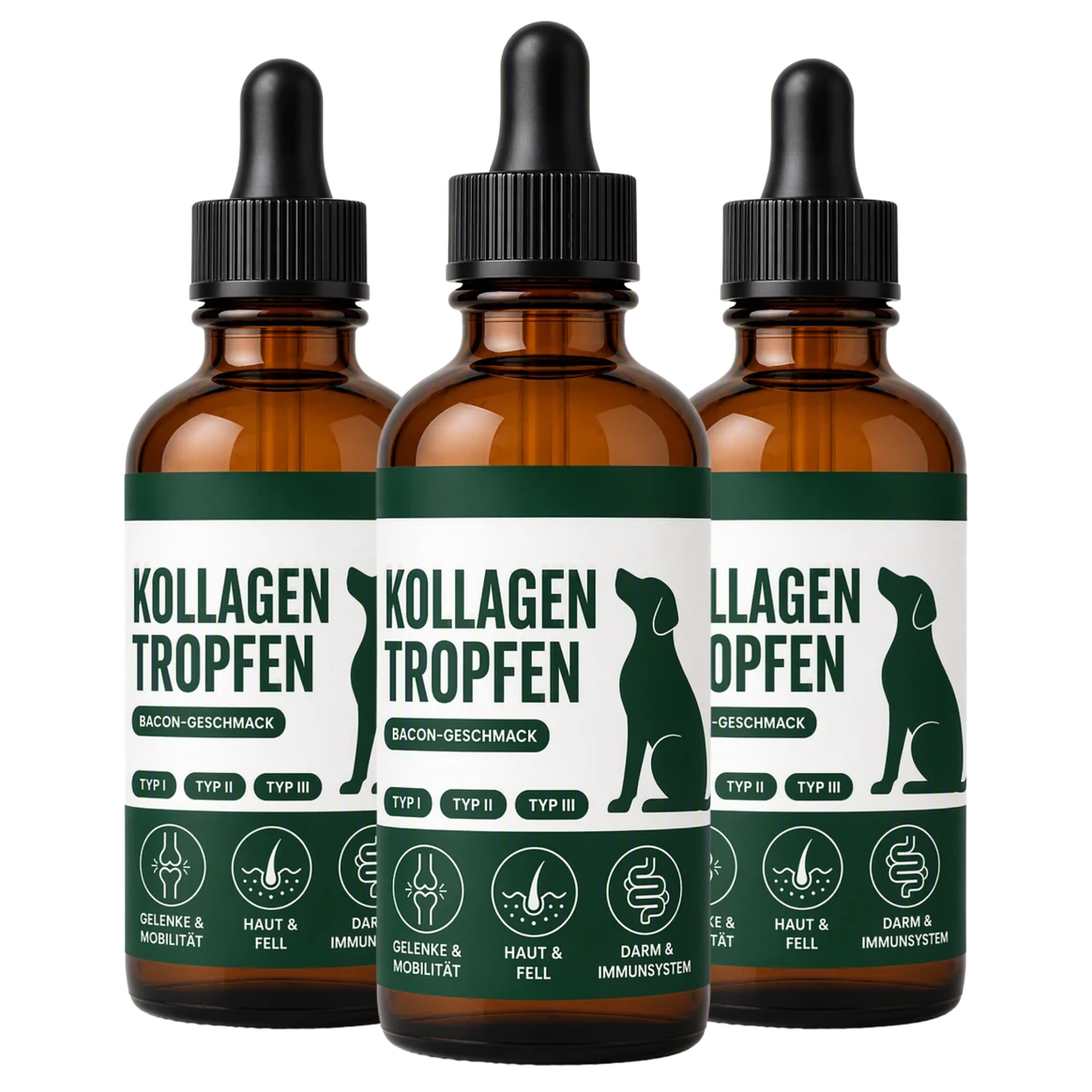 Drei Flaschen natunora Kollagen-Tropfen
