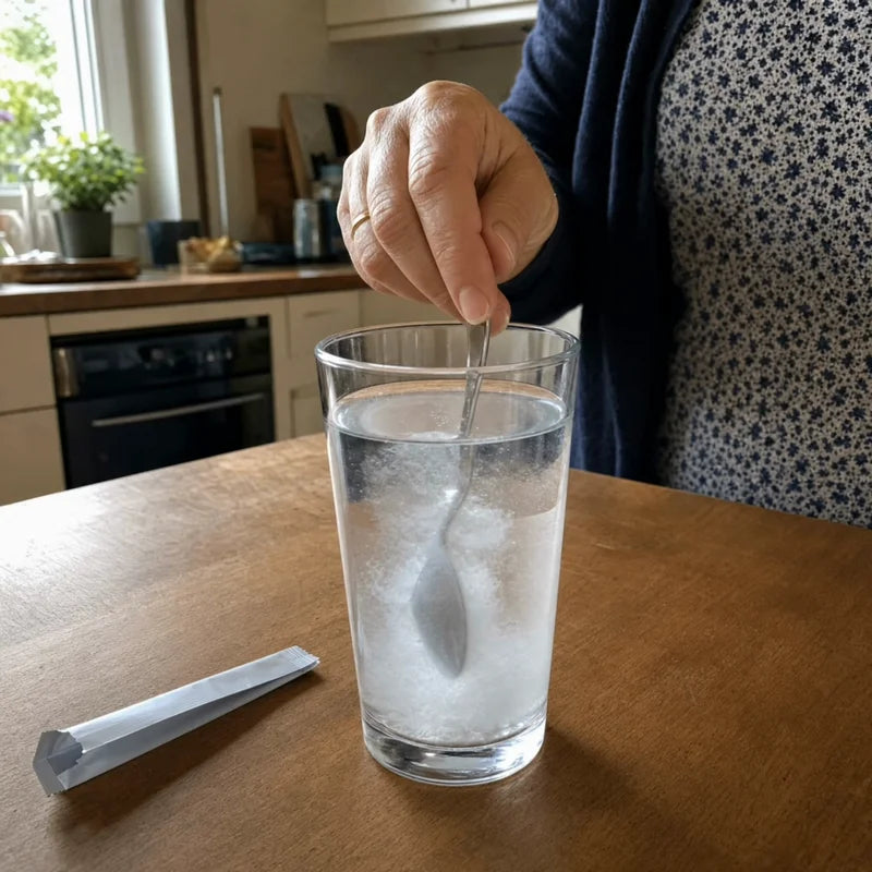 Kollagen wird ins Glas eingerührt und mit einer Pipette auf Hundefutter gegeben